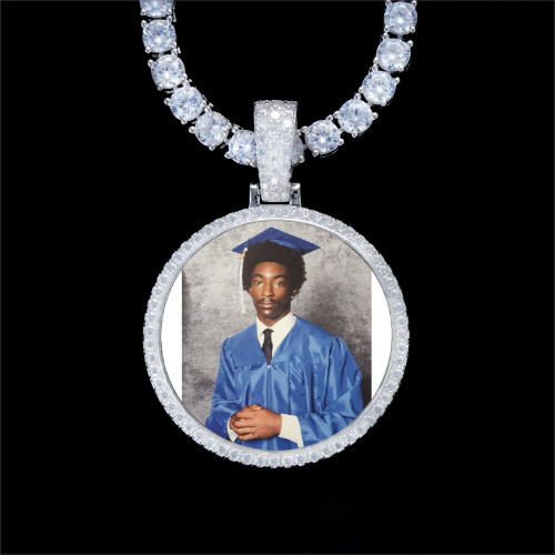 925S & VVS Moissanite 3D Circle Custom Picture Pendant