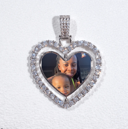 3D Spinning 2-Faced Heart Custom Picture Pendant