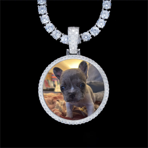 925S & VVS Moissanite 3D Circle Custom Picture Pendant