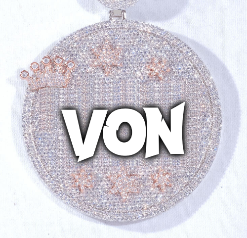 CUSTOM LETTER NECKLACE 3D BIG CROWN DISC