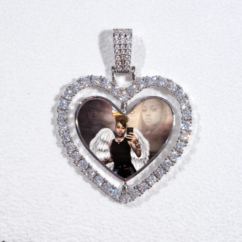 3D Spinning 2-Faced Heart Custom Picture Pendant