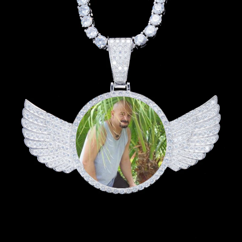925S & VVS Moissanite 3D Wing Custom Picture Pendant
