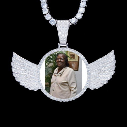925S & VVS Moissanite 3D Wing Custom Picture Pendant