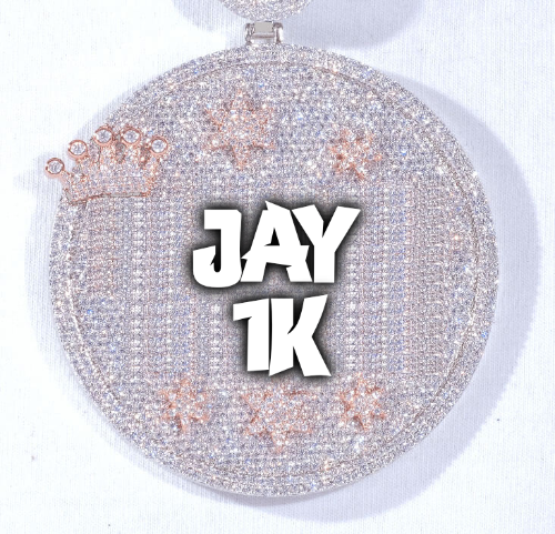 CUSTOM LETTER NECKLACE 3D BIG CROWN DISC
