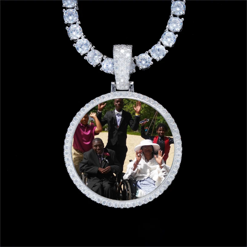 925S & VVS Moissanite 3D Circle Custom Picture Pendant