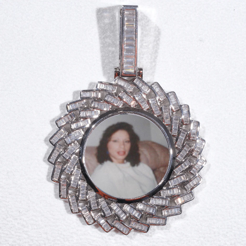 Large 3D Baguette Custom Picture Pendant