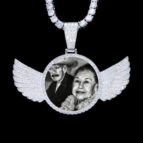 925S & VVS Moissanite 3D Wing Custom Picture Pendant