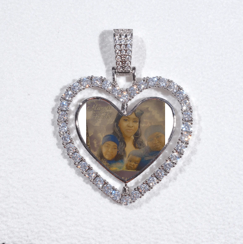 3D Spinning 2-Faced Heart Custom Picture Pendant