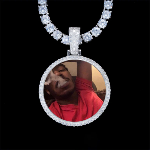 925S & VVS Moissanite 3D Circle Custom Picture Pendant
