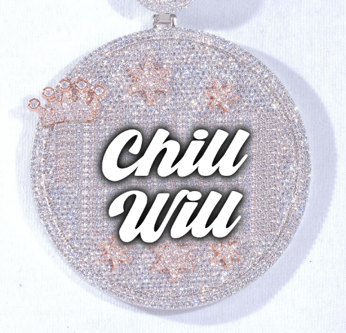 CUSTOM LETTER NECKLACE 3D BIG CROWN DISC
