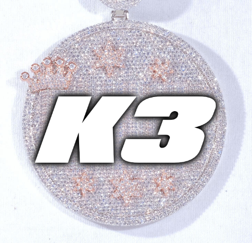 CUSTOM LETTER NECKLACE 3D BIG CROWN DISC