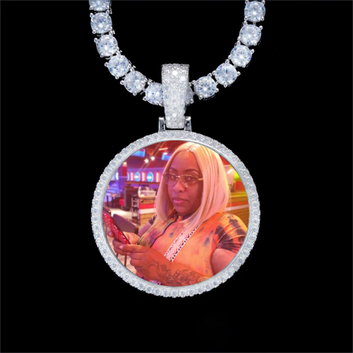925S & VVS Moissanite 3D Circle Custom Picture Pendant