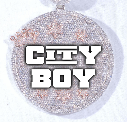 CUSTOM LETTER NECKLACE 3D BIG CROWN DISC