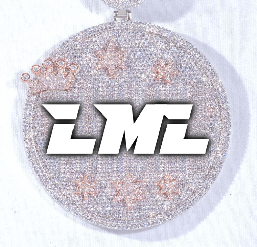 CUSTOM LETTER NECKLACE 3D BIG CROWN DISC