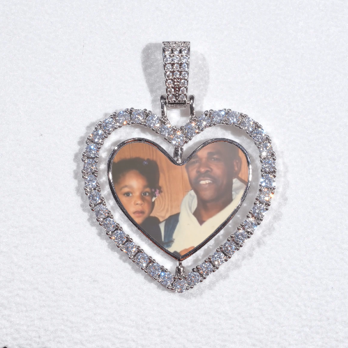 3D Spinning 2-Faced Heart Custom Picture Pendant