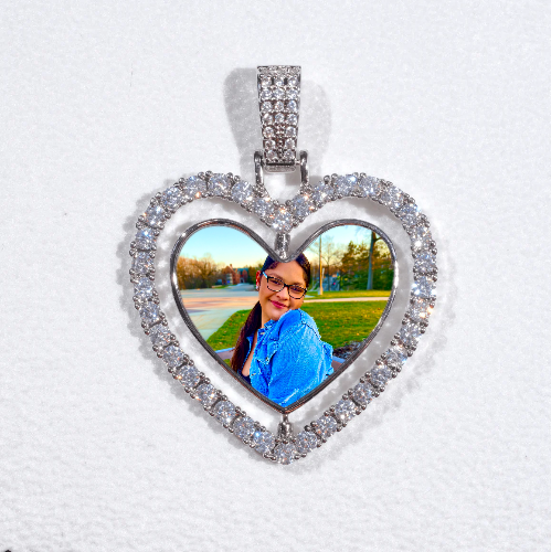 3D Spinning 2-Faced Heart Custom Picture Pendant