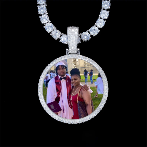 925S & VVS Moissanite 3D Circle Custom Picture Pendant