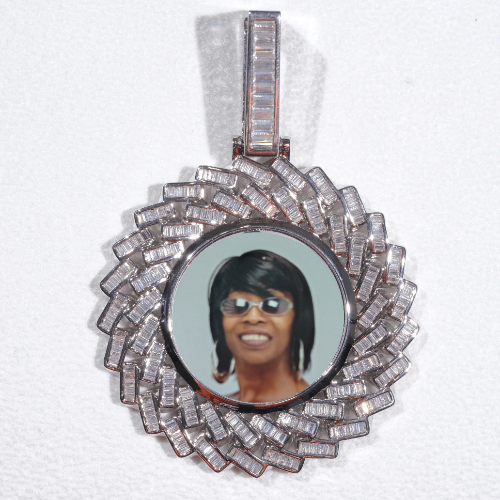 Large 3D Baguette Custom Picture Pendant
