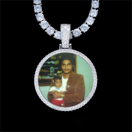 925S & VVS Moissanite 3D Circle Custom Picture Pendant