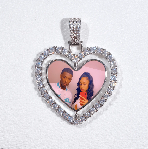 3D Spinning 2-Faced Heart Custom Picture Pendant