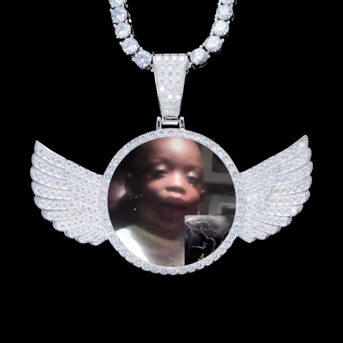 925S & VVS Moissanite 3D Wing Custom Picture Pendant