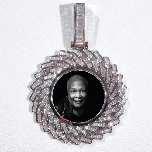 Large 3D Baguette Custom Picture Pendant