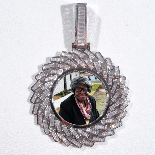 Large 3D Baguette Custom Picture Pendant