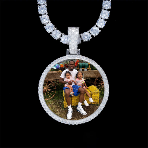 925S & VVS Moissanite 3D Circle Custom Picture Pendant