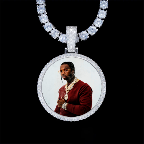 925S & VVS Moissanite 3D Circle Custom Picture Pendant