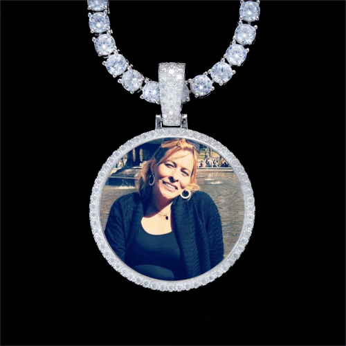 925S & VVS Moissanite 3D Circle Custom Picture Pendant