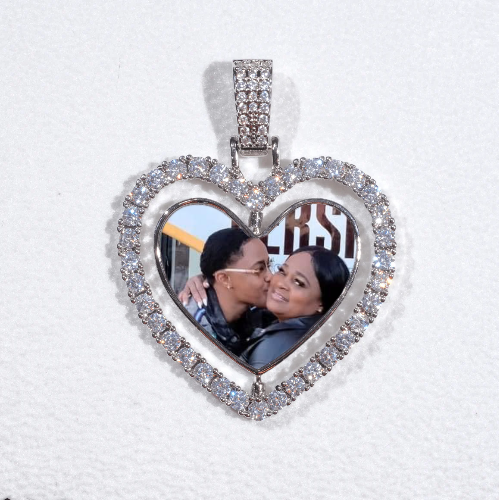 3D Spinning 2-Faced Heart Custom Picture Pendant