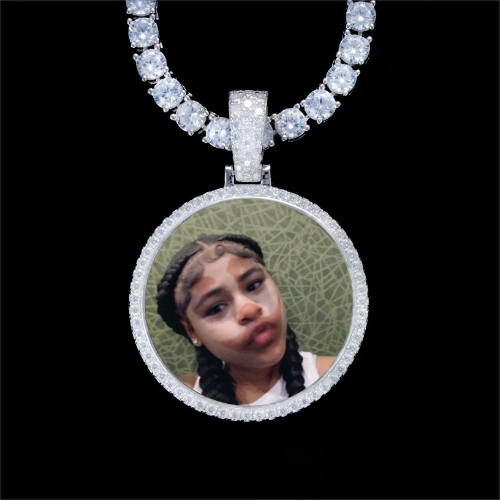 925S & VVS Moissanite 3D Circle Custom Picture Pendant