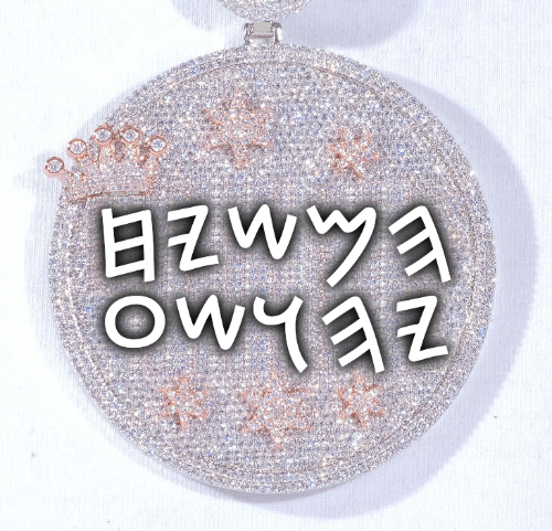 CUSTOM LETTER NECKLACE 3D BIG CROWN DISC