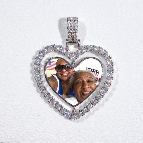 3D Spinning 2-Faced Heart Custom Picture Pendant