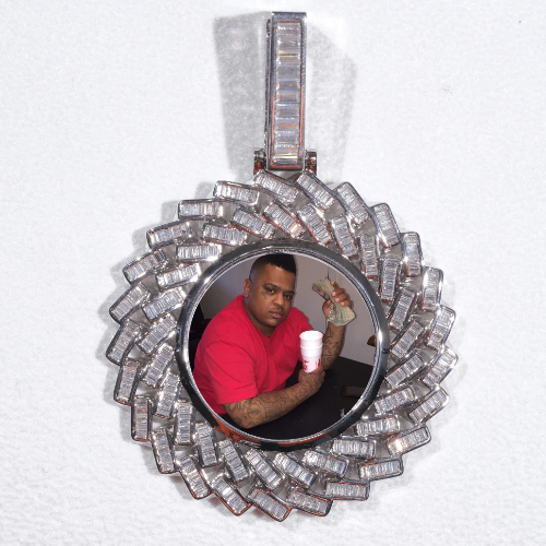 Large 3D Baguette Custom Picture Pendant