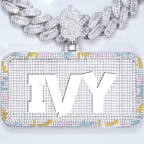 CUSTOM LETTER NECKLACE 3D COLORFUL SQUARE