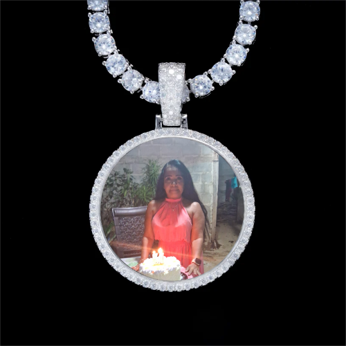 925S & VVS Moissanite 3D Circle Custom Picture Pendant