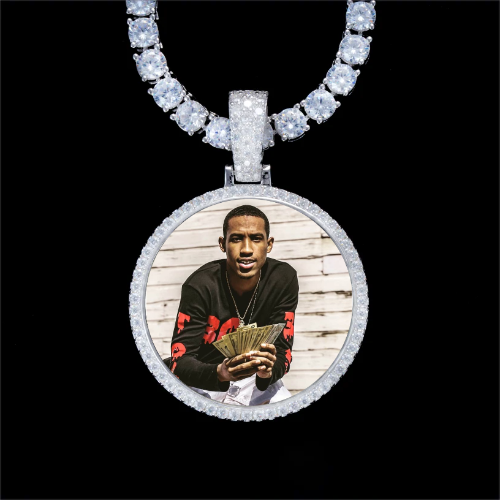 925S & VVS Moissanite 3D Circle Custom Picture Pendant