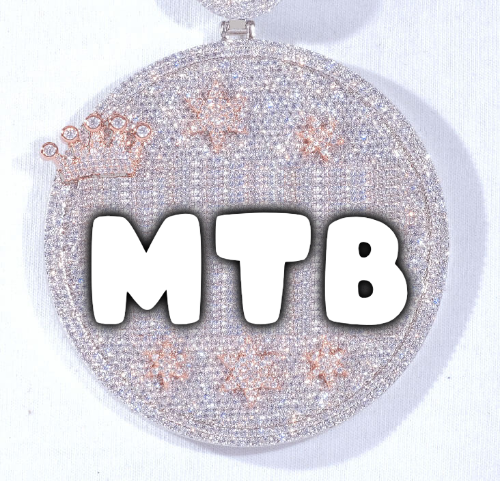 CUSTOM LETTER NECKLACE 3D BIG CROWN DISC