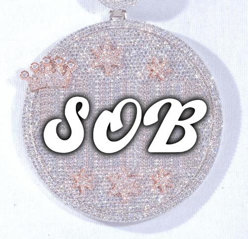 CUSTOM LETTER NECKLACE 3D BIG CROWN DISC