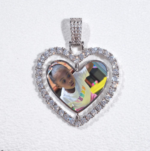 3D Spinning 2-Faced Heart Custom Picture Pendant