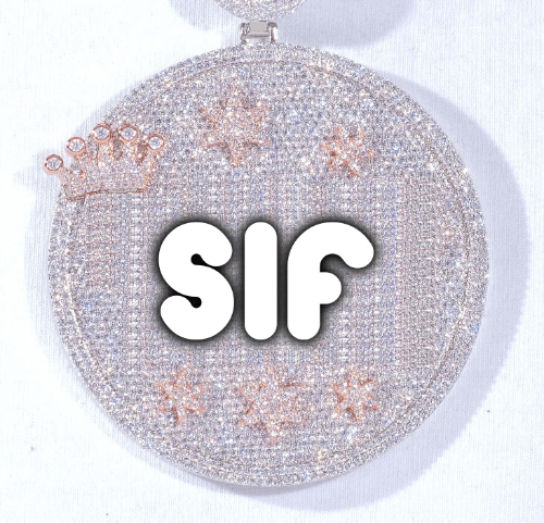CUSTOM LETTER NECKLACE 3D BIG CROWN DISC