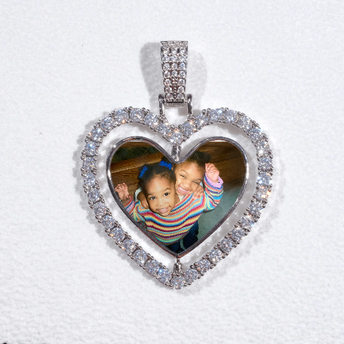 3D Spinning 2-Faced Heart Custom Picture Pendant
