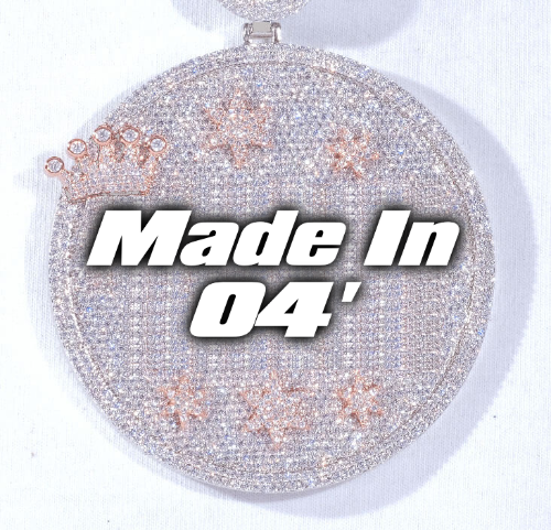 CUSTOM LETTER NECKLACE 3D BIG CROWN DISC