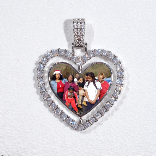 3D Spinning 2-Faced Heart Custom Picture Pendant