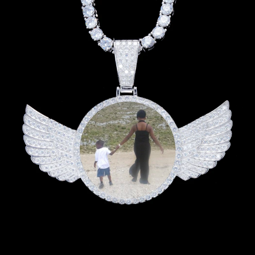 925S & VVS Moissanite 3D Wing Custom Picture Pendant
