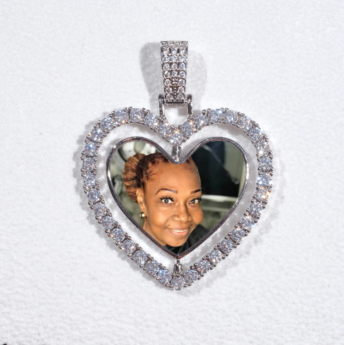 3D Spinning 2-Faced Heart Custom Picture Pendant