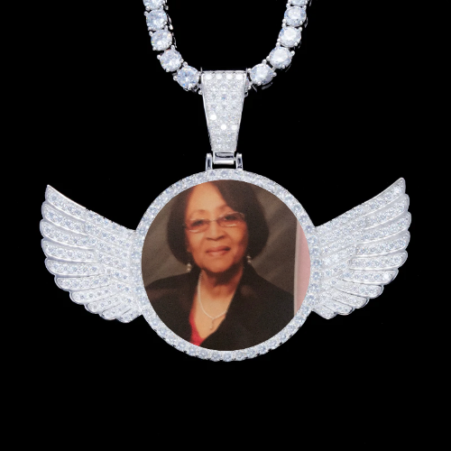 925S & VVS Moissanite 3D Wing Custom Picture Pendant