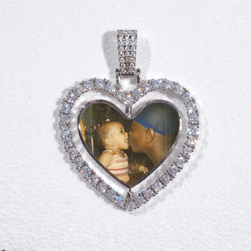3D Spinning 2-Faced Heart Custom Picture Pendant