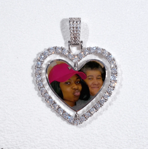 3D Spinning 2-Faced Heart Custom Picture Pendant